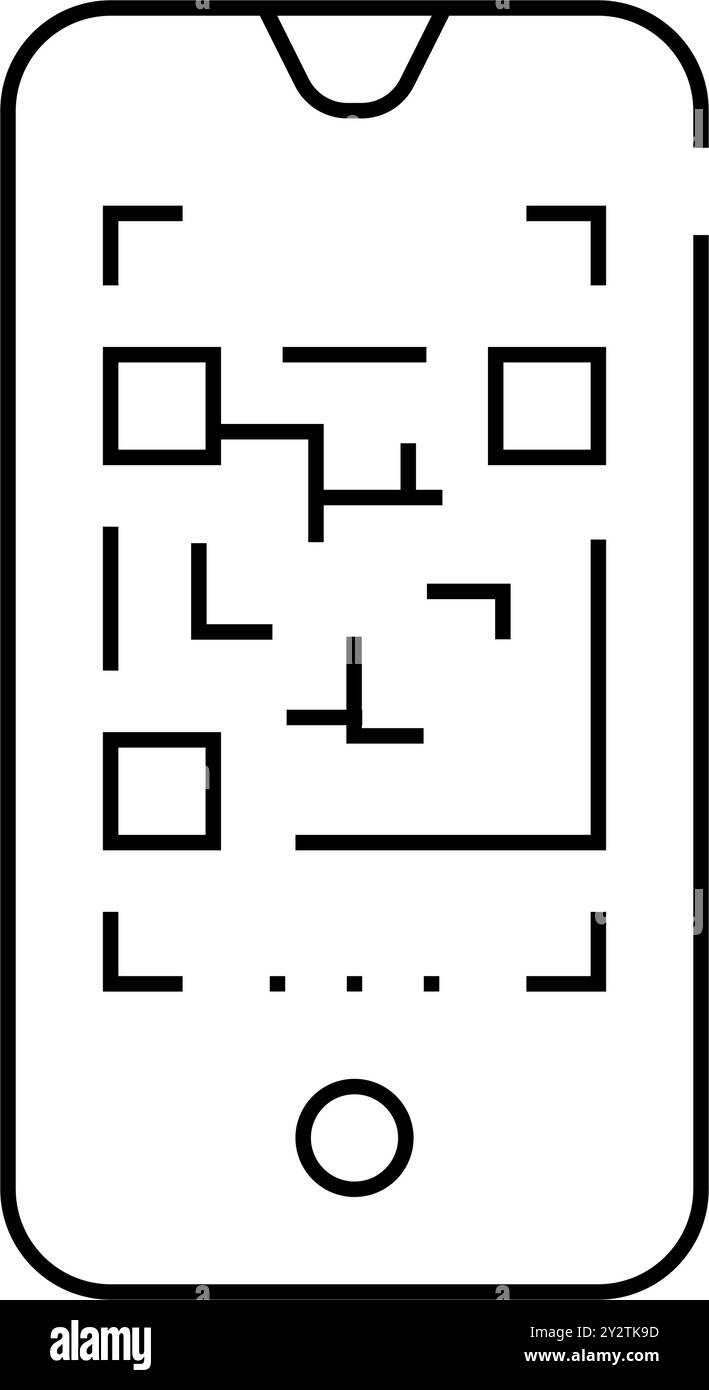 immagine vettoriale dell'icona della linea dello scanner del codice qr Illustrazione Vettoriale