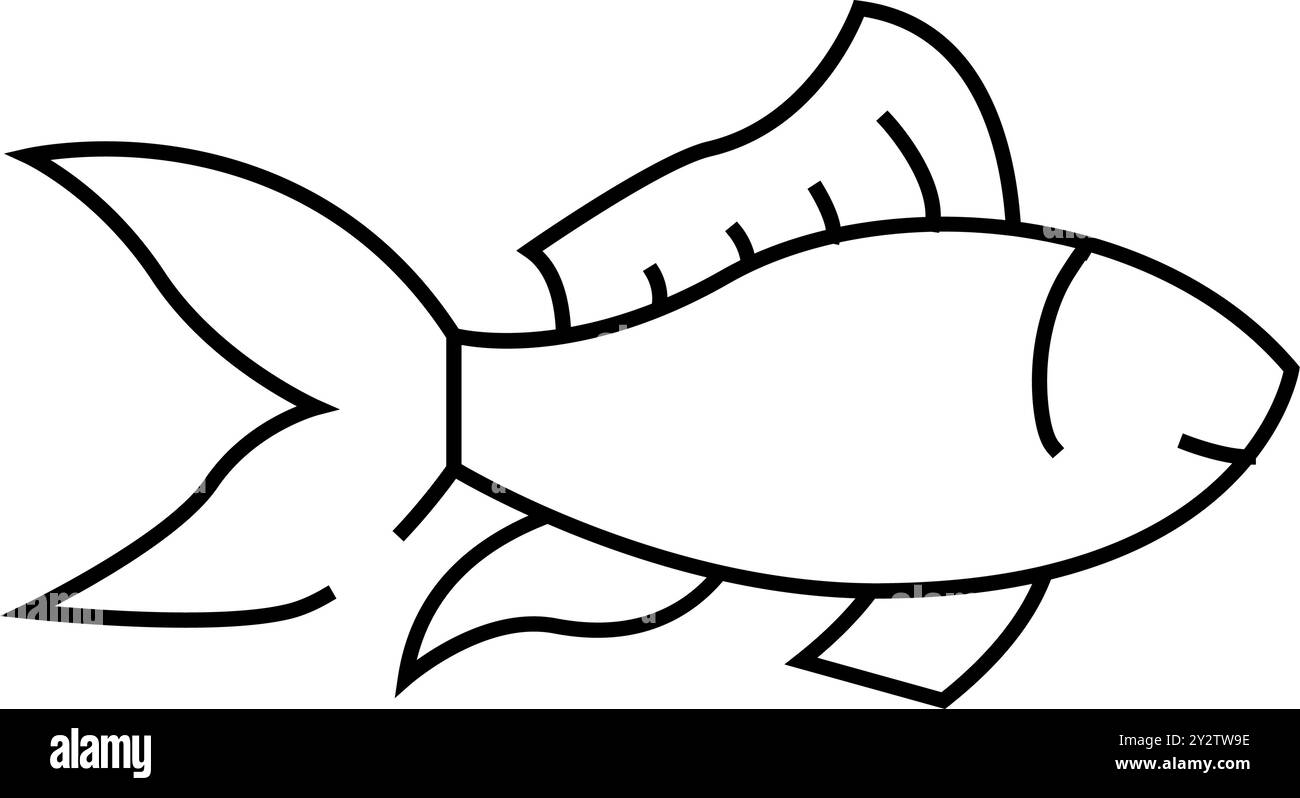 immagine vettoriale dell'icona della linea acquatica dei pesci Illustrazione Vettoriale