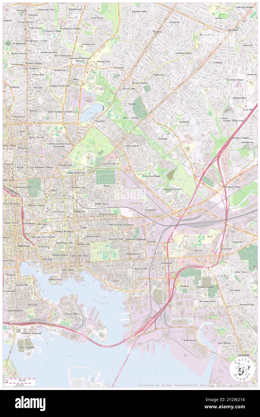 Orangeville Industrial area, città di Baltimora, Stati Uniti, Maryland, N 39 18' 23'', S 76 34' 7'', MAP, Cartascapes Map pubblicata nel 2024. Esplora Cartascapes, una mappa che rivela i diversi paesaggi, culture ed ecosistemi della Terra. Viaggia attraverso il tempo e lo spazio, scoprendo l'interconnessione del passato, del presente e del futuro del nostro pianeta. Foto Stock