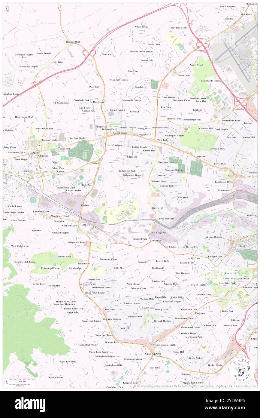 Boulevard Estates, città di Salem, Stati Uniti, Stati Uniti, Virginia, N 37 16' 47'', S 80 1' 3'', MAP, Cartascapes Map pubblicata nel 2024. Esplora Cartascapes, una mappa che rivela i diversi paesaggi, culture ed ecosistemi della Terra. Viaggia attraverso il tempo e lo spazio, scoprendo l'interconnessione del passato, del presente e del futuro del nostro pianeta. Foto Stock