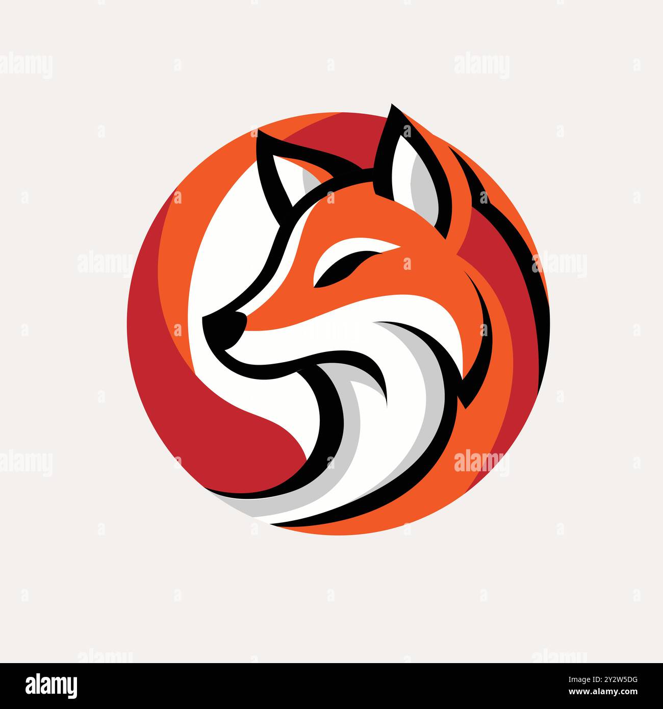 simbolo creativo della testa di volpe colorata su sfondo bianco Illustrazione Vettoriale