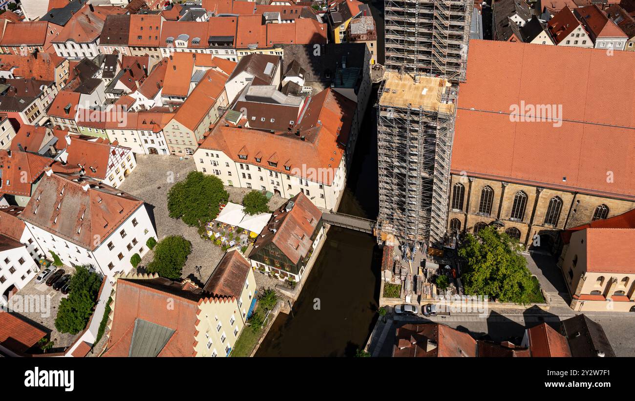 Viste aeree della città vecchia di Amberg, Baviera, Germania Foto Stock