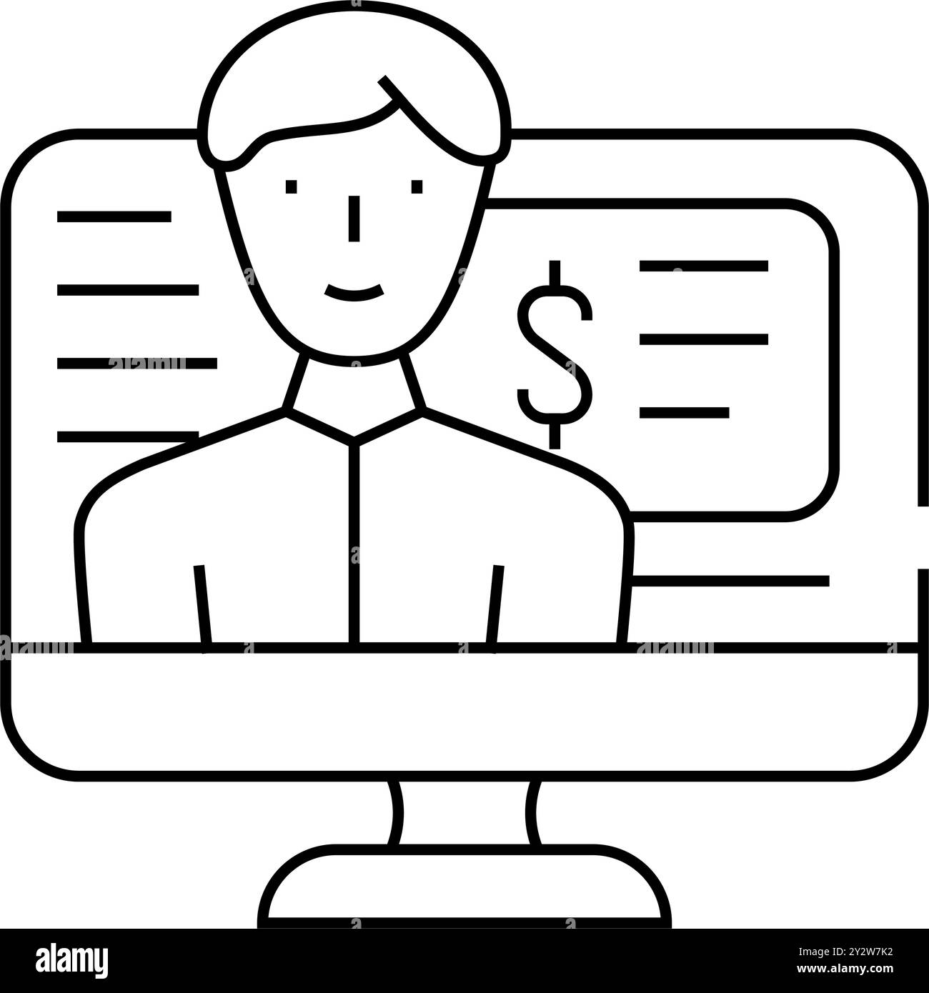 illustrazione vettoriale dell'icona della linea di vendita online Illustrazione Vettoriale