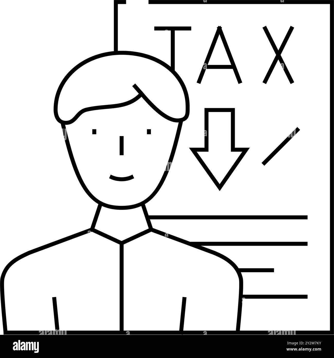 illustrazione vettoriale dell'icona della riga di avviso fiscale Illustrazione Vettoriale