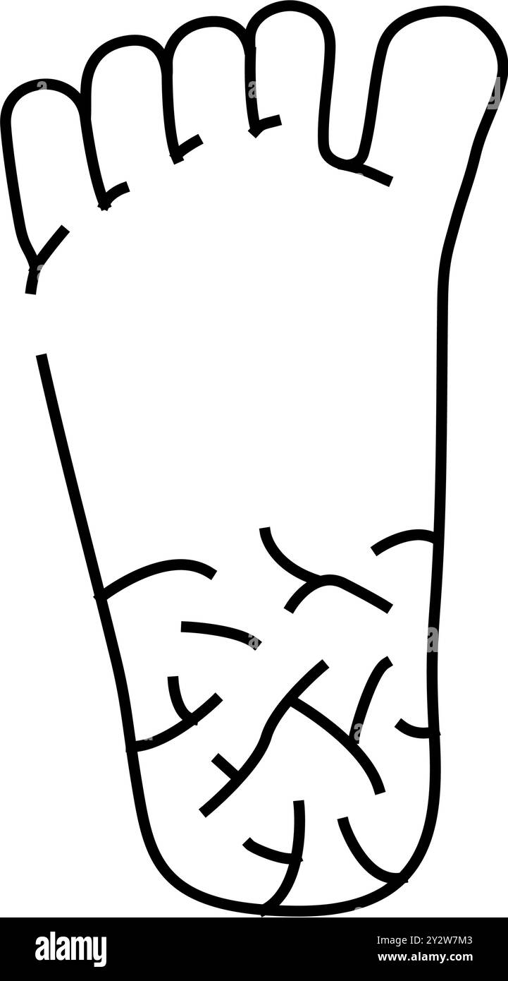 illustrazione vettoriale dell'icona della linea dei talloni incrinati Illustrazione Vettoriale