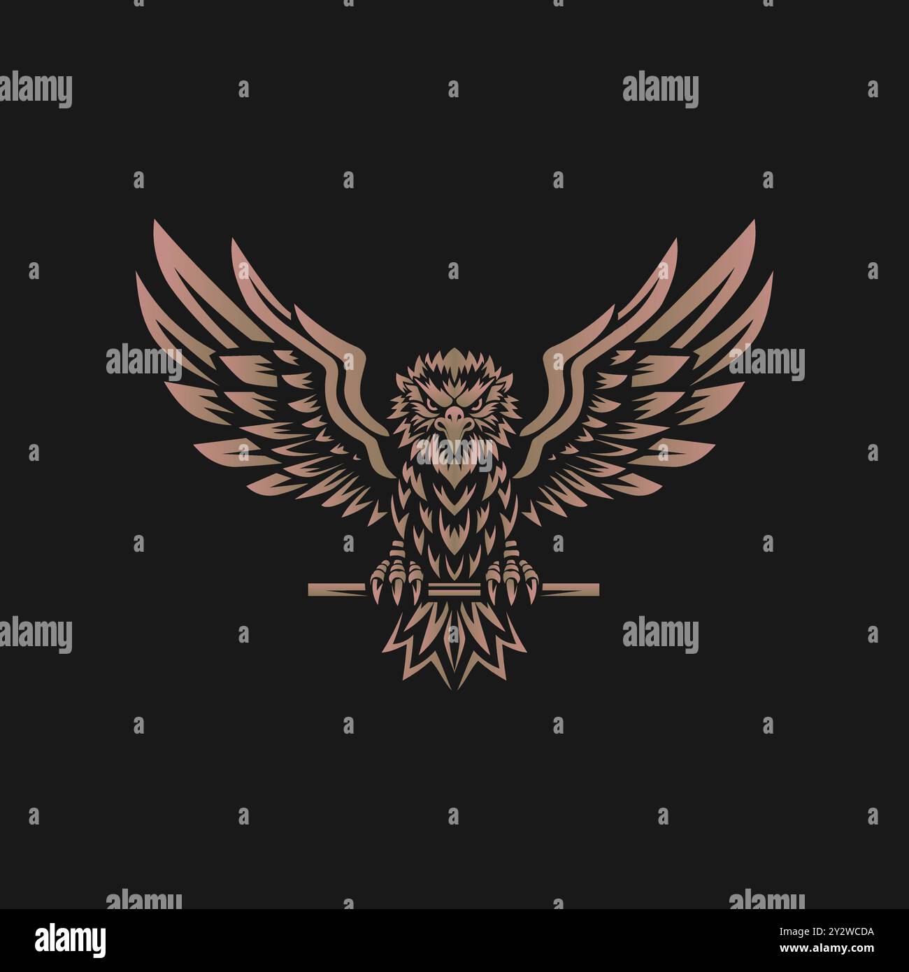 emblema aquila con ali spalmate, illustrazione vettoriale aquila Illustrazione Vettoriale