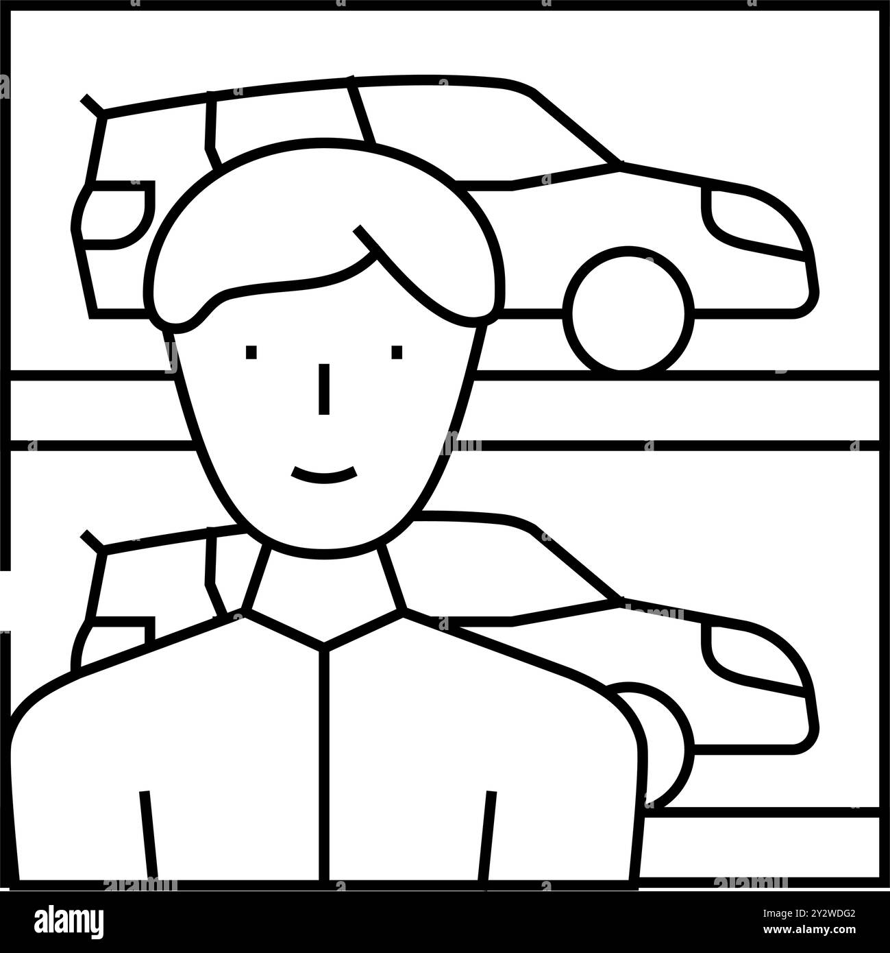 immagine vettoriale icona della linea del venditore di automobili Illustrazione Vettoriale