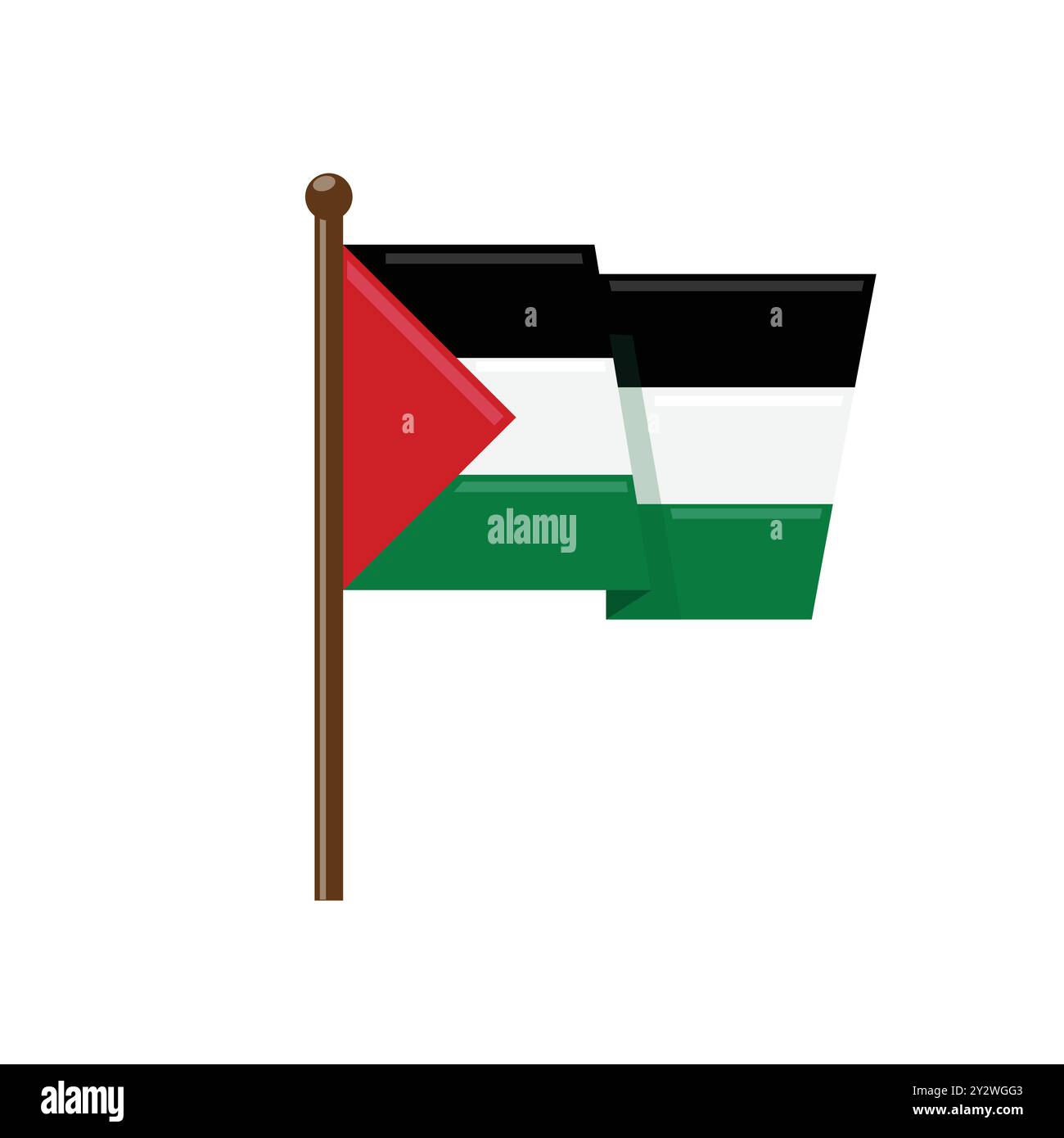 Bandiera Palestina, icona piatta con illustrazione vettoriale Illustrazione Vettoriale