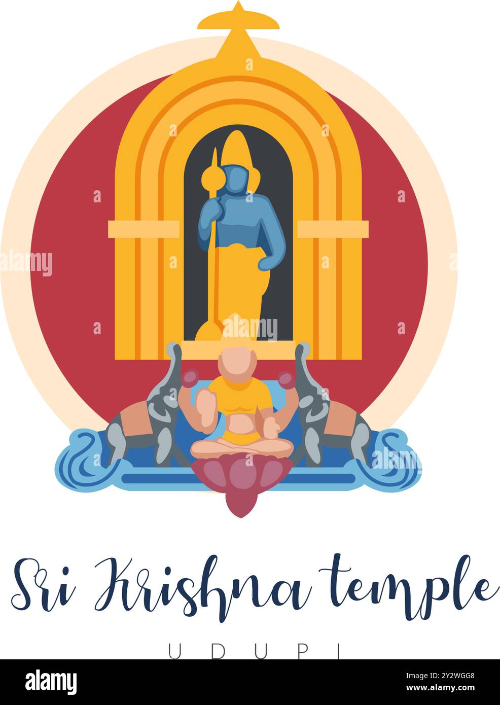 Sri Krishna Temple Udupi - Stock Illustration as EPS 10 file Illustrazione Vettoriale