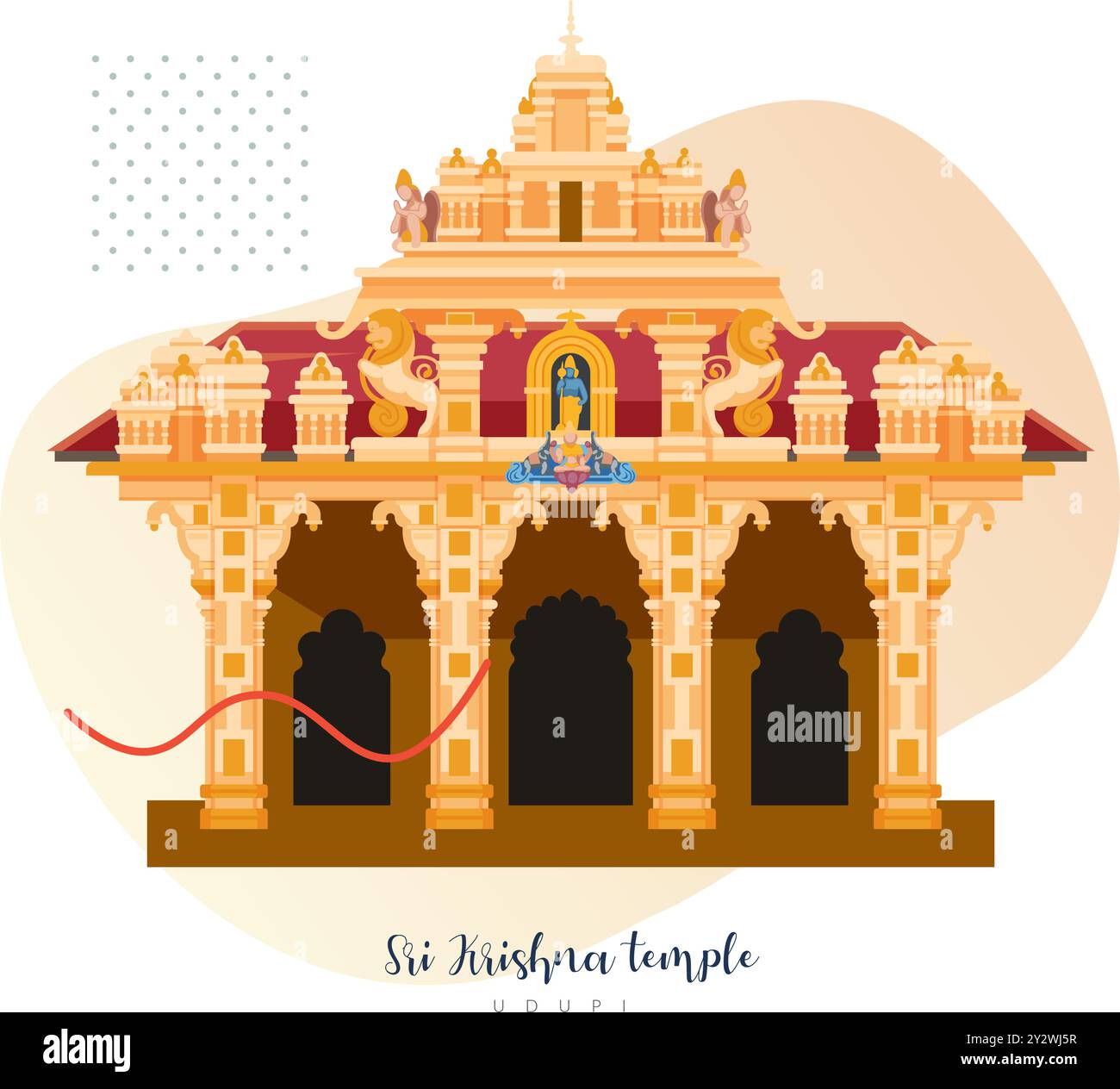 Sri Krishna Temple Udupi - Stock Illustration as EPS 10 file Illustrazione Vettoriale