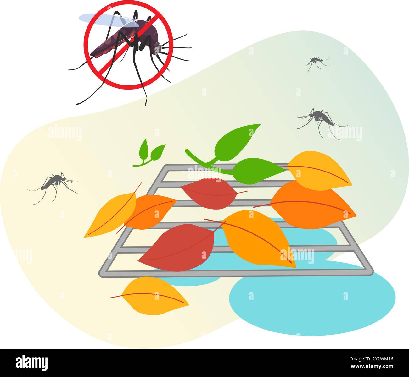 Prevenzione della dengue - evitare la raccolta di acqua aperta - illustrazione delle scorte come file EPS 10 Illustrazione Vettoriale