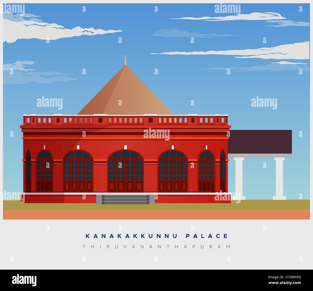 Palazzo Kanakakkunnu - Thiruvananthapuram - Kerala - immagine di scorta come file EPS 10 Illustrazione Vettoriale