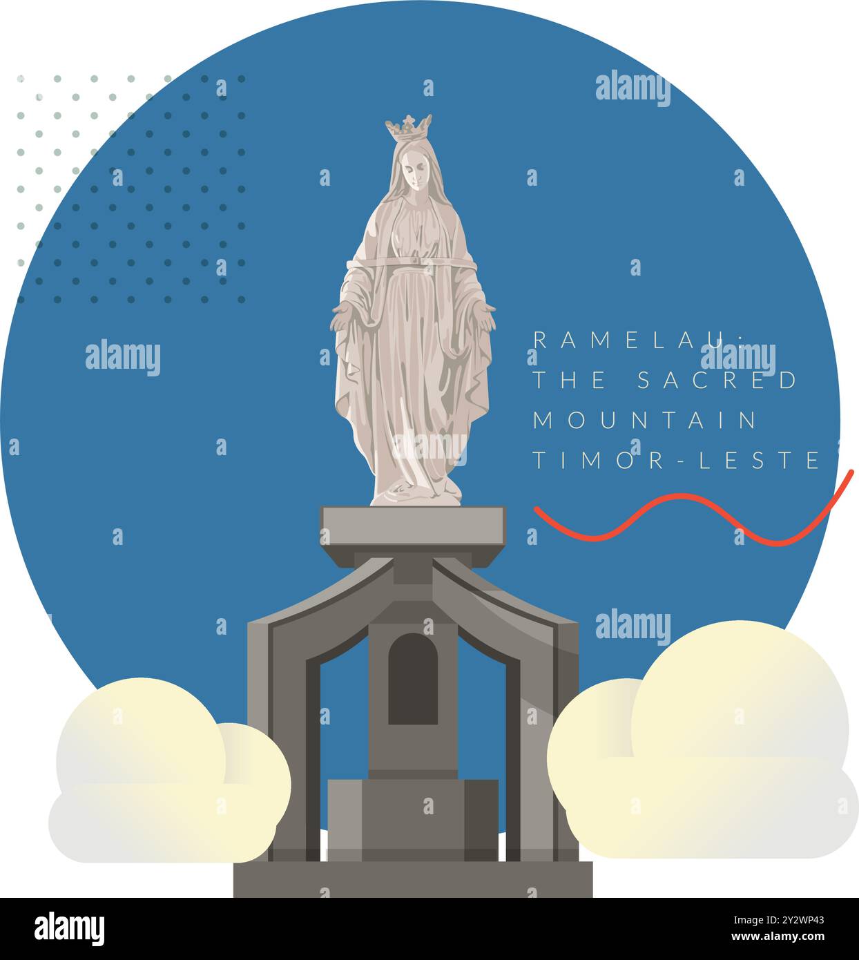 Statua della Vergine Maria sul Monte Ramelau - picco della montagna Sacra - illustrazione di scorta come file EPS 10 Illustrazione Vettoriale
