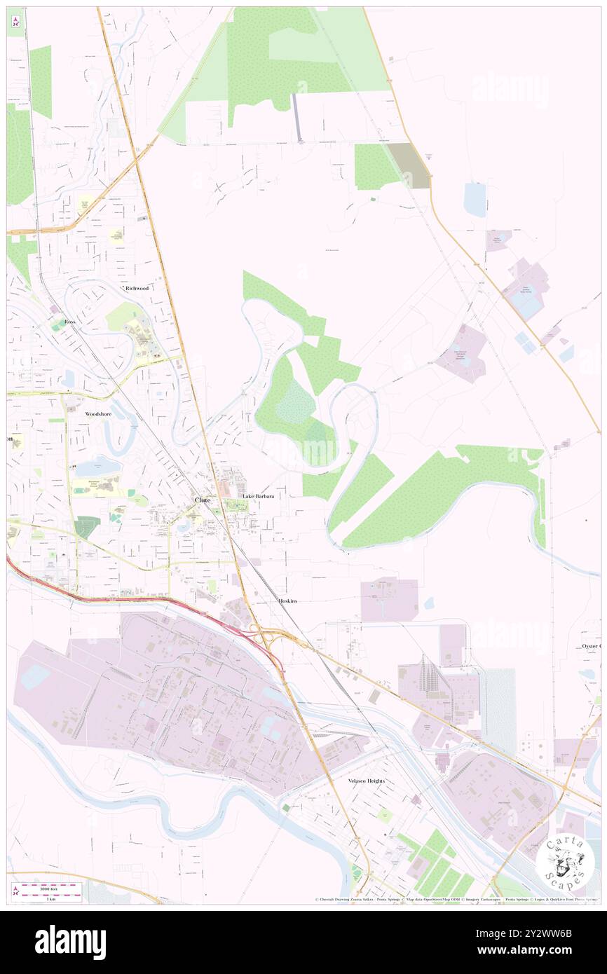 Clute, Brazoria County, Stati Uniti, Stati Uniti, Texas, N 29 1' 28'', S 95 23' 55'', MAP, Cartascapes Map pubblicata nel 2024. Esplora Cartascapes, una mappa che rivela i diversi paesaggi, culture ed ecosistemi della Terra. Viaggia attraverso il tempo e lo spazio, scoprendo l'interconnessione del passato, del presente e del futuro del nostro pianeta. Foto Stock