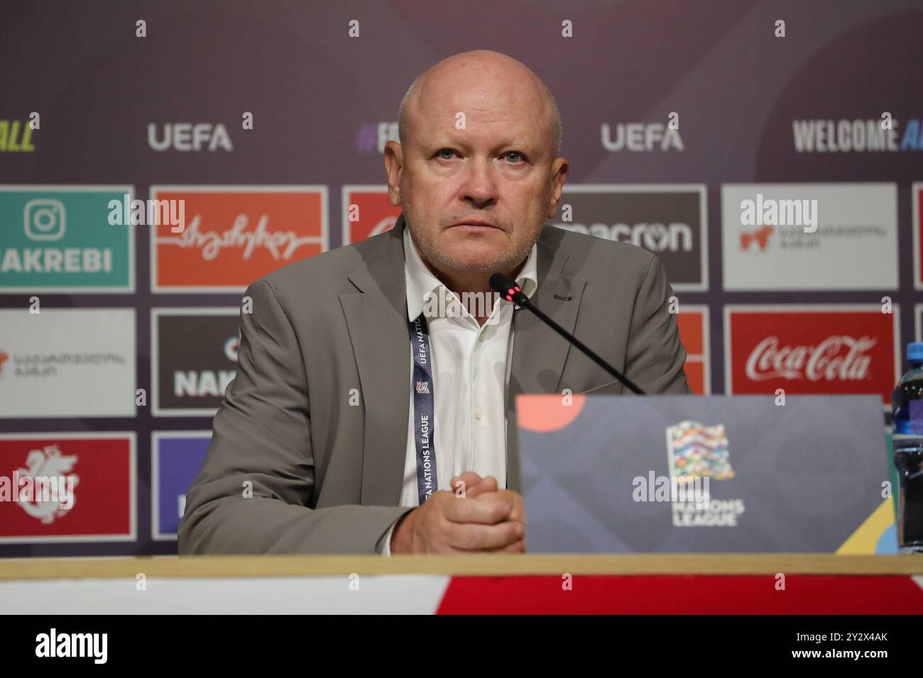 L'allenatore della Repubblica Ceca Ivan Hasek durante la conferenza stampa dopo la partita di UEFA Nations League tra Georgia e Repubblica Ceca allo stadio Mikheil Meskhi il 7 settembre 2024 a Tbilisi, Georgia. Tbilisi Mikheil Meskhi Stadium, Ilia Chavchavadze Avenue, Zemo Vake, Vake, Vake District, Tbilisi, 1062, Georgia Georgia Copyright: xArturxStabulnieksx A86I3558 Foto Stock