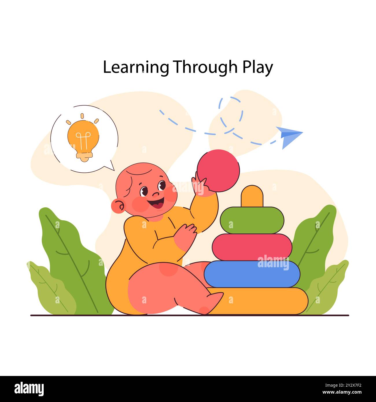 Pedagogia. Metodo di educazione e istruzione dei bambini. I ragazzi della scuola elementare acquisiscono conoscenze e abilità attraverso il gioco. Approccio moderno all'insegnamento. Illustrazione vettoriale piatta Illustrazione Vettoriale