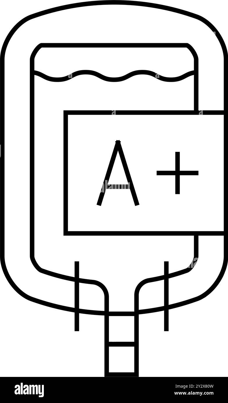 immagine vettoriale dell'icona del sangue per la linea di trasfusione Illustrazione Vettoriale