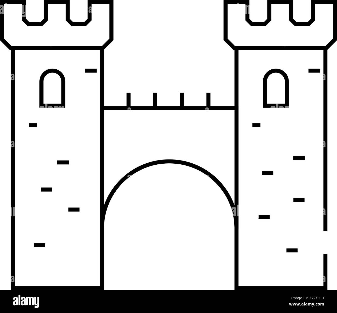 ponte tra le torri del castello, icona a forma di icona, illustrazione vettoriale Illustrazione Vettoriale