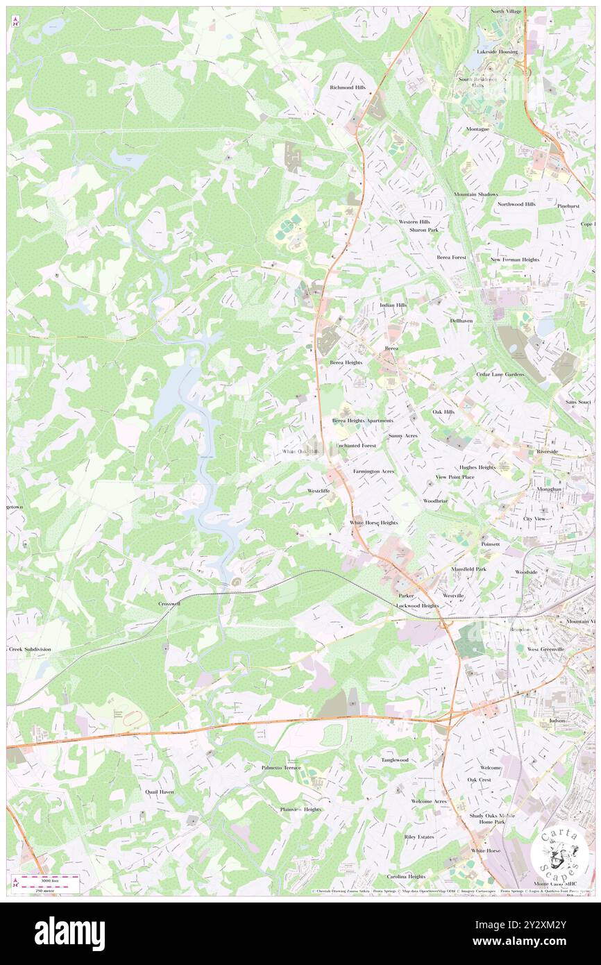 White Oak Hills, Greenville County, Stati Uniti, Stati Uniti, Carolina del Sud, N 34 52' 15'', S 82 28' 17'', MAP, Cartascapes Map pubblicata nel 2024. Esplora Cartascapes, una mappa che rivela i diversi paesaggi, culture ed ecosistemi della Terra. Viaggia attraverso il tempo e lo spazio, scoprendo l'interconnessione del passato, del presente e del futuro del nostro pianeta. Foto Stock