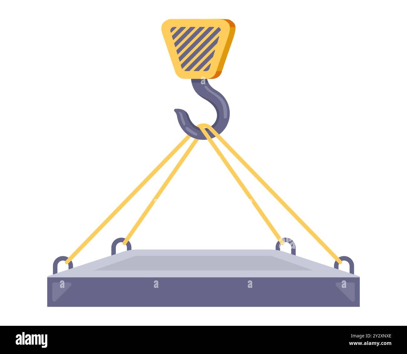 soletta in calcestruzzo e gru da cantiere. sollevare il carico da costruzione utilizzando una gru da cantiere. Illustrazione Vettoriale