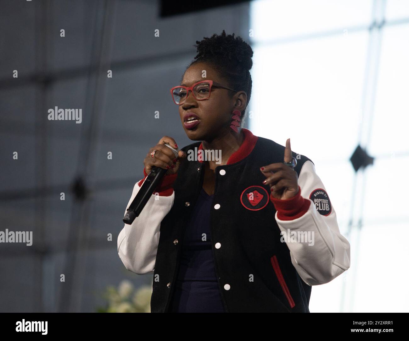 New York, Stati Uniti. 11 settembre 2024. La dottoressa Joy Buolamwini parla al Forbes Power Women's Summit mercoledì 11 settembre 2024 al Jazz del Lincoln Center di New York. Foto di Serena Xu Ning/UPI credito: UPI/Alamy Live News Foto Stock