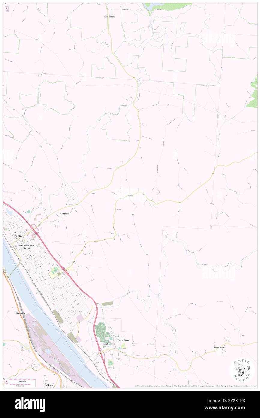 Hecla, Lawrence County, Stati Uniti, Stati Uniti, Ohio, N 38 32' 57'', S 82 38' 19'', MAP, Cartascapes Map pubblicata nel 2024. Esplora Cartascapes, una mappa che rivela i diversi paesaggi, culture ed ecosistemi della Terra. Viaggia attraverso il tempo e lo spazio, scoprendo l'interconnessione del passato, del presente e del futuro del nostro pianeta. Foto Stock