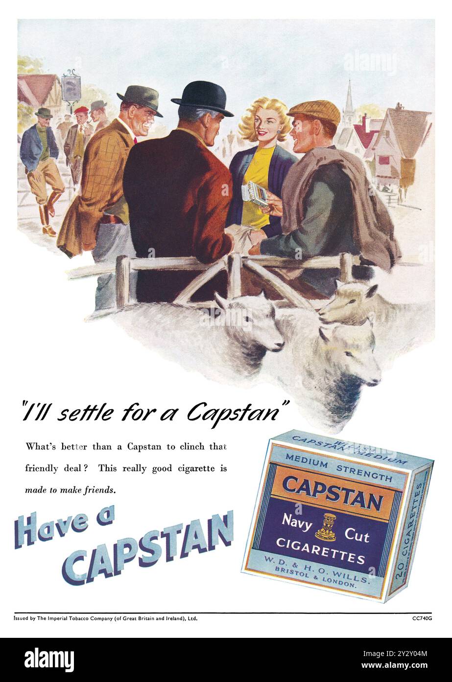 1950 British pubblicità per il capstan Navy Cut sigarette. Foto Stock