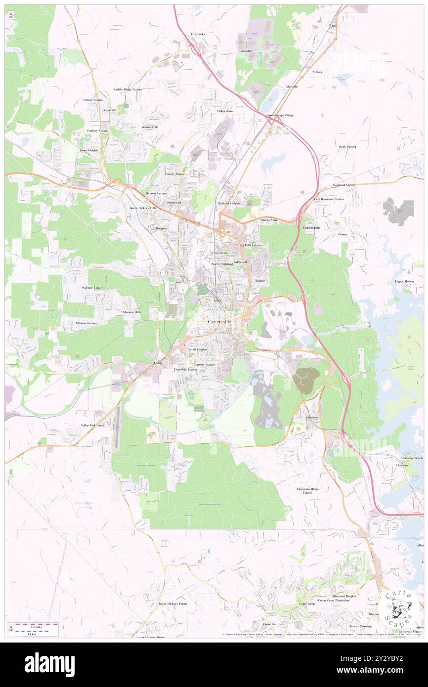 Cartersville, Bartow County, Stati Uniti, Stati Uniti, Georgia, N 34 9' 55'', S 84 48' 8'', MAP, Cartascapes Map pubblicata nel 2024. Esplora Cartascapes, una mappa che rivela i diversi paesaggi, culture ed ecosistemi della Terra. Viaggia attraverso il tempo e lo spazio, scoprendo l'interconnessione del passato, del presente e del futuro del nostro pianeta. Foto Stock