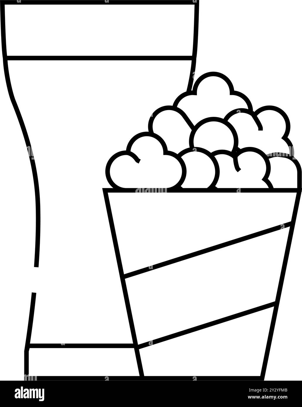 illustrazione vettoriale dell'icona di una linea di vetro per spuntini e bevande popcorn Illustrazione Vettoriale