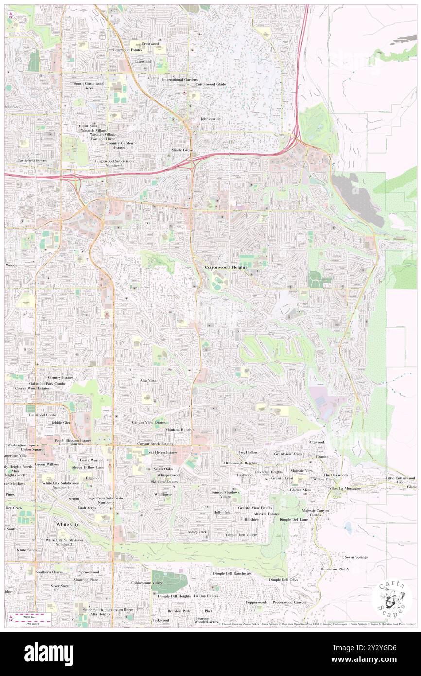 Little Cottonwood Creek Valley, Salt Lake County, Stati Uniti, Utah, N 40 36' 15'', S 111 49' 45'', MAP, Cartascapes Map pubblicata nel 2024. Esplora Cartascapes, una mappa che rivela i diversi paesaggi, culture ed ecosistemi della Terra. Viaggia attraverso il tempo e lo spazio, scoprendo l'interconnessione del passato, del presente e del futuro del nostro pianeta. Foto Stock