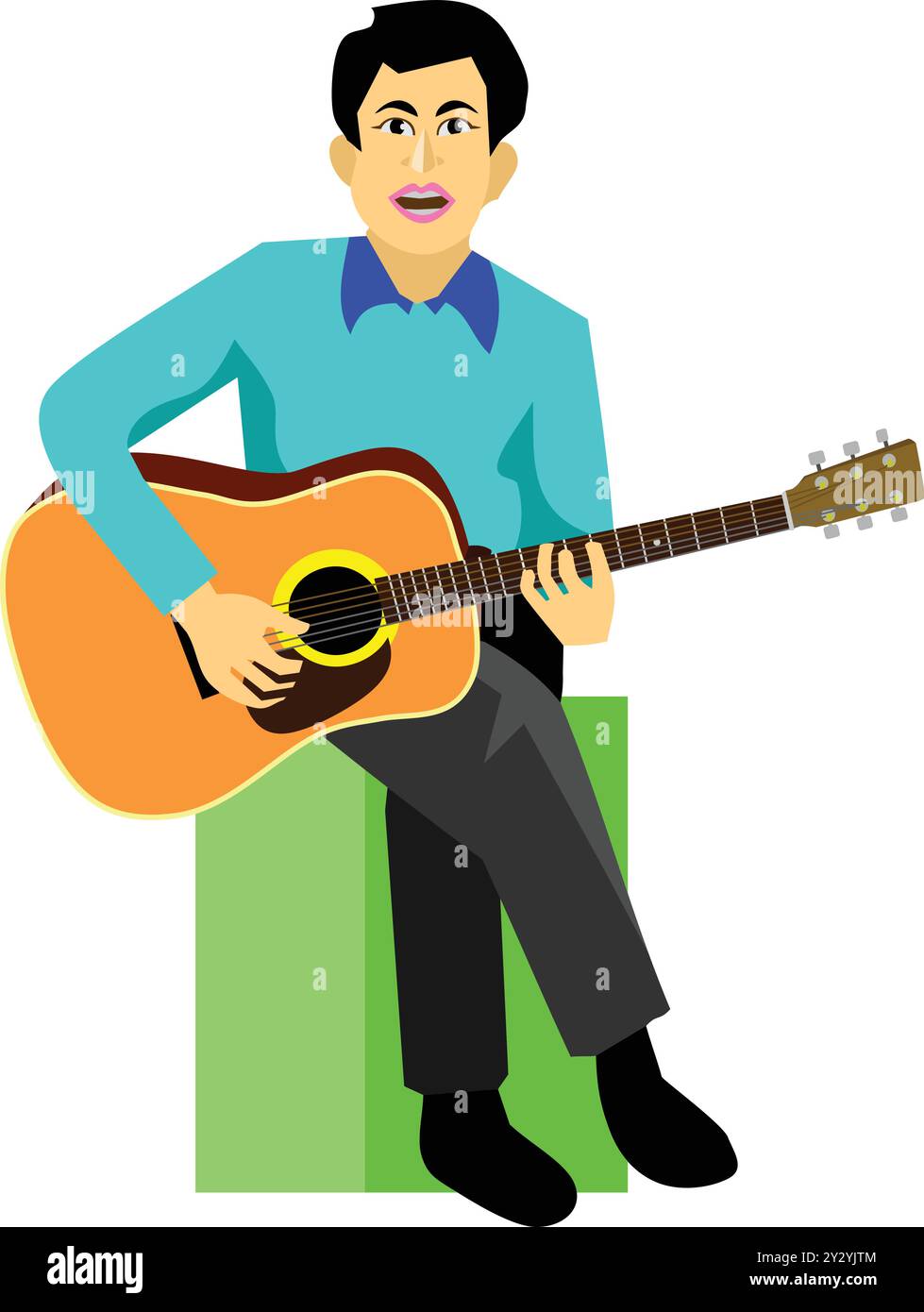 Uomo che suona musica da chitarra Illustrazione Vettoriale