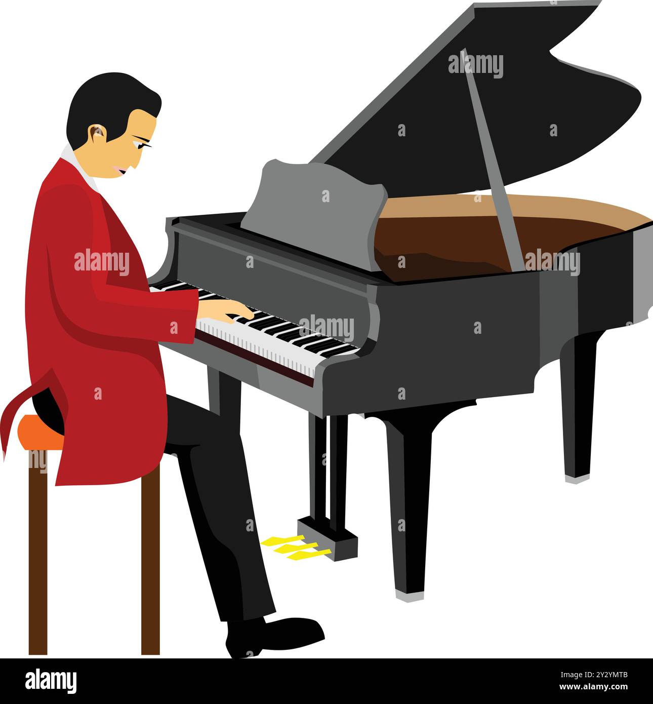Uomo che suona musica per pianoforte Illustrazione Vettoriale