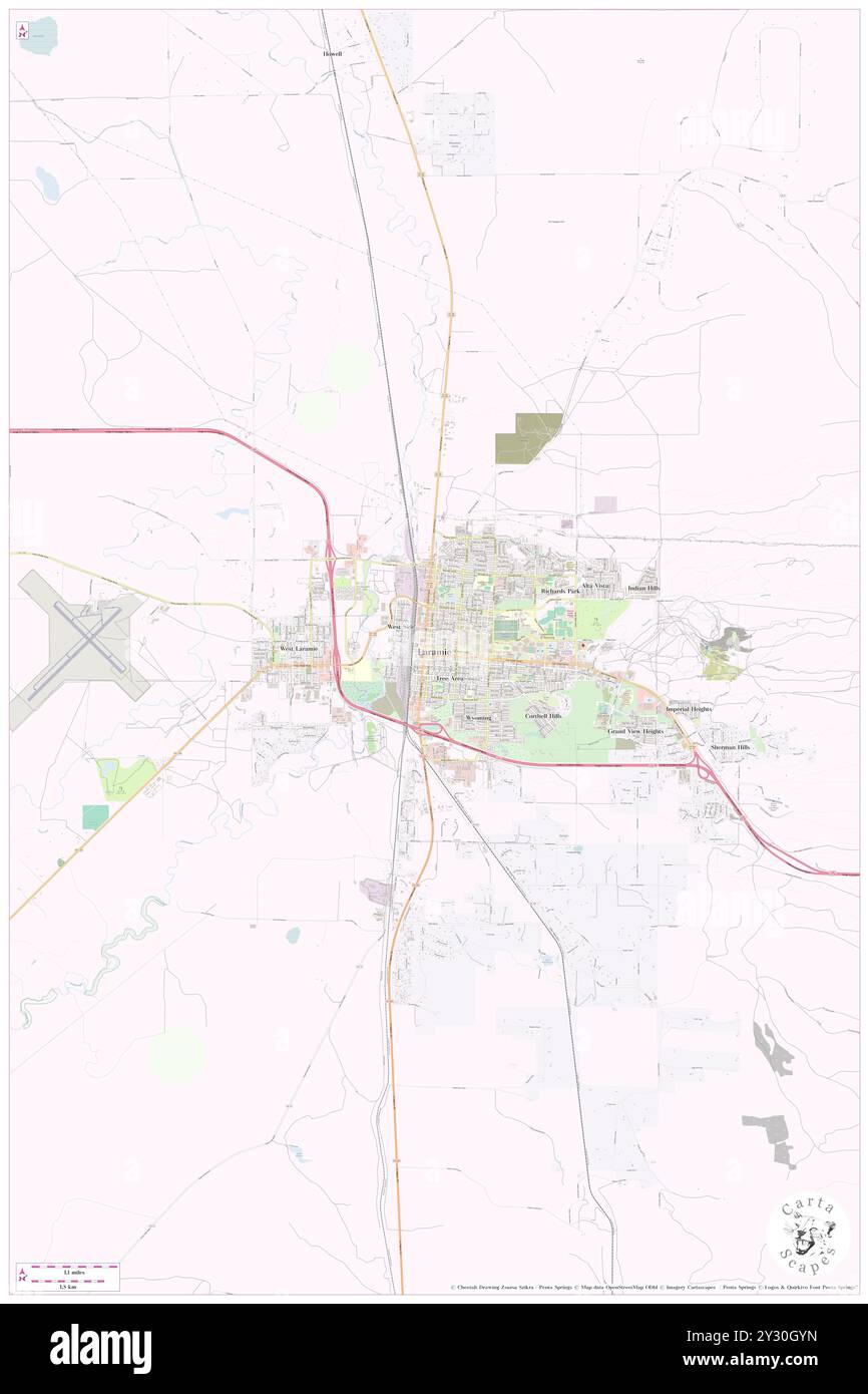 Laramie, Albany County, Stati Uniti, Wyoming, N 41 18' 40'', S 105 35' 27'', MAP, Cartascapes Map pubblicata nel 2024. Esplora Cartascapes, una mappa che rivela i diversi paesaggi, culture ed ecosistemi della Terra. Viaggia attraverso il tempo e lo spazio, scoprendo l'interconnessione del passato, del presente e del futuro del nostro pianeta. Foto Stock