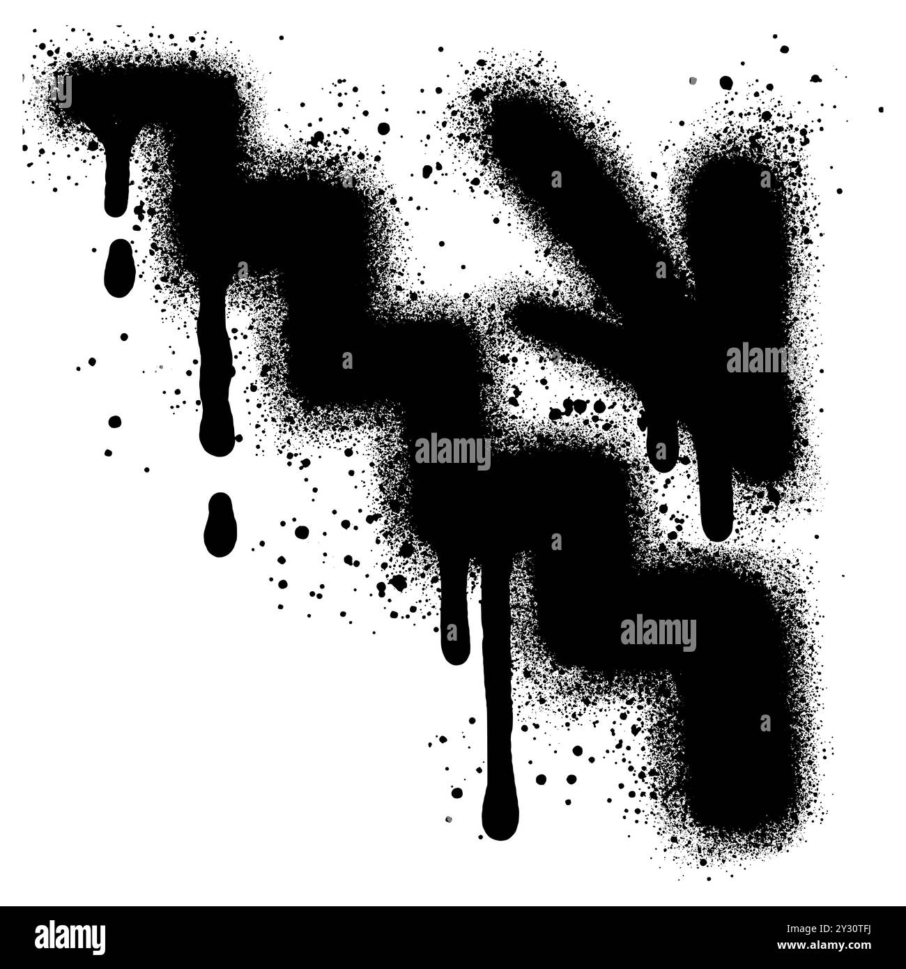 Icona uscita di emergenza che scende graffiti con vernice spray nera. illustrazione vettoriale. Illustrazione Vettoriale