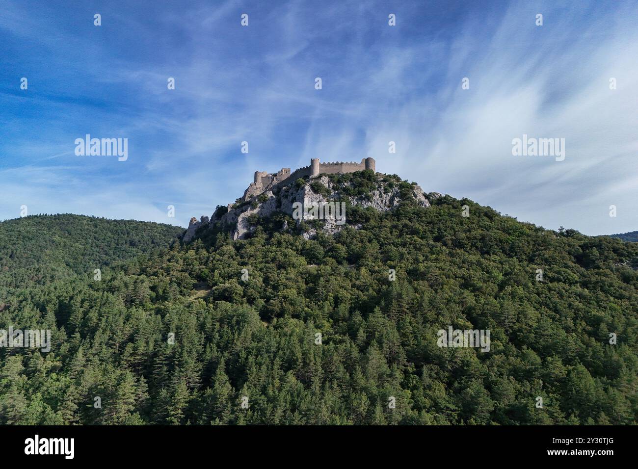 Castello cataro di Puilaurens a Occitanie in Francia in estate Foto Stock