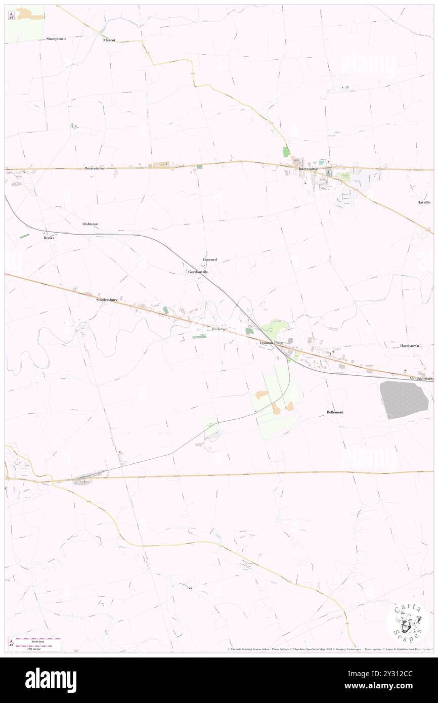 Paradise, Lancaster County, Stati Uniti, Stati Uniti, Pennsylvania, N 40 0' 35'', S 76 7' 42'', MAP, Cartascapes Map pubblicata nel 2024. Esplora Cartascapes, una mappa che rivela i diversi paesaggi, culture ed ecosistemi della Terra. Viaggia attraverso il tempo e lo spazio, scoprendo l'interconnessione del passato, del presente e del futuro del nostro pianeta. Foto Stock