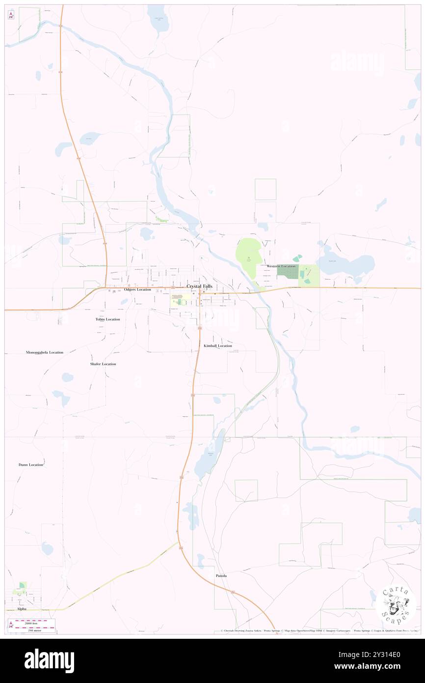 Crystal Falls, Iron County, Stati Uniti, Stati Uniti, Michigan, N 46 5' 52'', S 88 20' 2'', MAP, Cartascapes Map pubblicata nel 2024. Esplora Cartascapes, una mappa che rivela i diversi paesaggi, culture ed ecosistemi della Terra. Viaggia attraverso il tempo e lo spazio, scoprendo l'interconnessione del passato, del presente e del futuro del nostro pianeta. Foto Stock