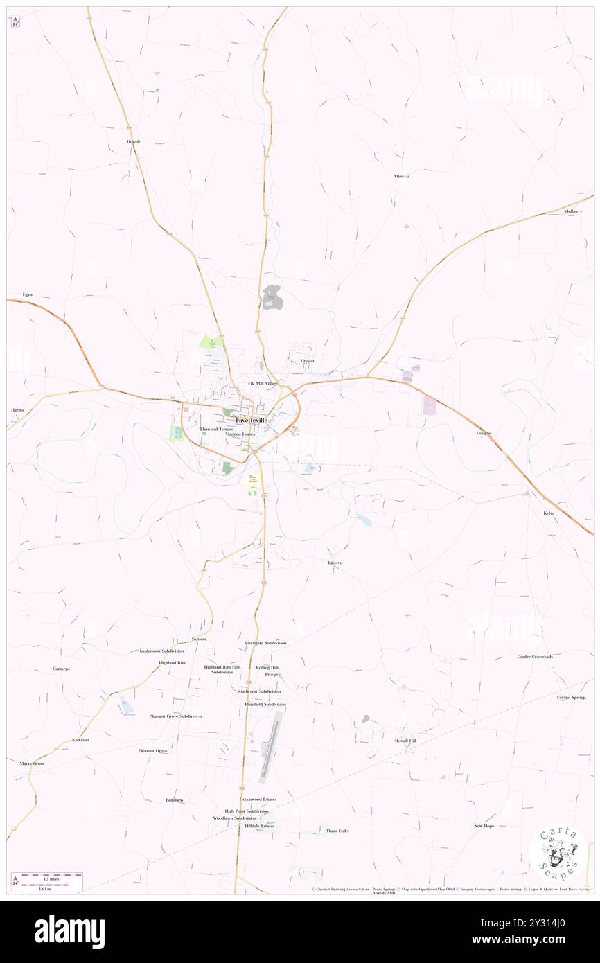 Fayetteville, contea di Lincoln, Stati Uniti, Stati Uniti, Tennessee, N 35 9' 7'', S 86 34' 13'', MAP, Cartascapes Map pubblicata nel 2024. Esplora Cartascapes, una mappa che rivela i diversi paesaggi, culture ed ecosistemi della Terra. Viaggia attraverso il tempo e lo spazio, scoprendo l'interconnessione del passato, del presente e del futuro del nostro pianeta. Foto Stock