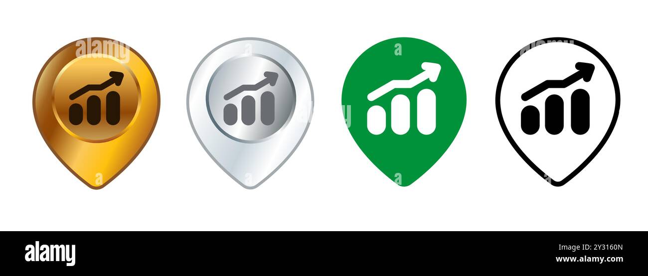 Borsa valori posizione posizione posizione posizione localizzare area aziendale area design set Collection Illustrazione Vettoriale