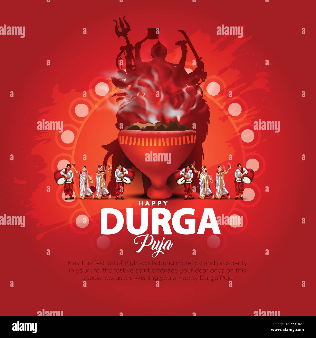 Dio indiano durga in felice Durga Puja Sub Navratri sfondo. Illustrazione vettoriale Illustrazione Vettoriale