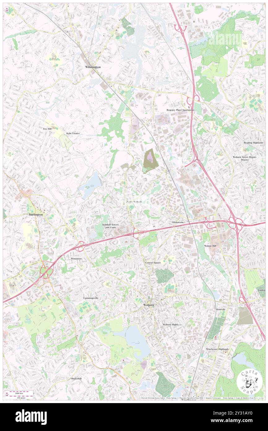 North Woburn, Middlesex County, Stati Uniti, Massachusetts, N 42 30' 30'', S 71 9' 28'', MAP, Cartascapes Map pubblicata nel 2024. Esplora Cartascapes, una mappa che rivela i diversi paesaggi, culture ed ecosistemi della Terra. Viaggia attraverso il tempo e lo spazio, scoprendo l'interconnessione del passato, del presente e del futuro del nostro pianeta. Foto Stock