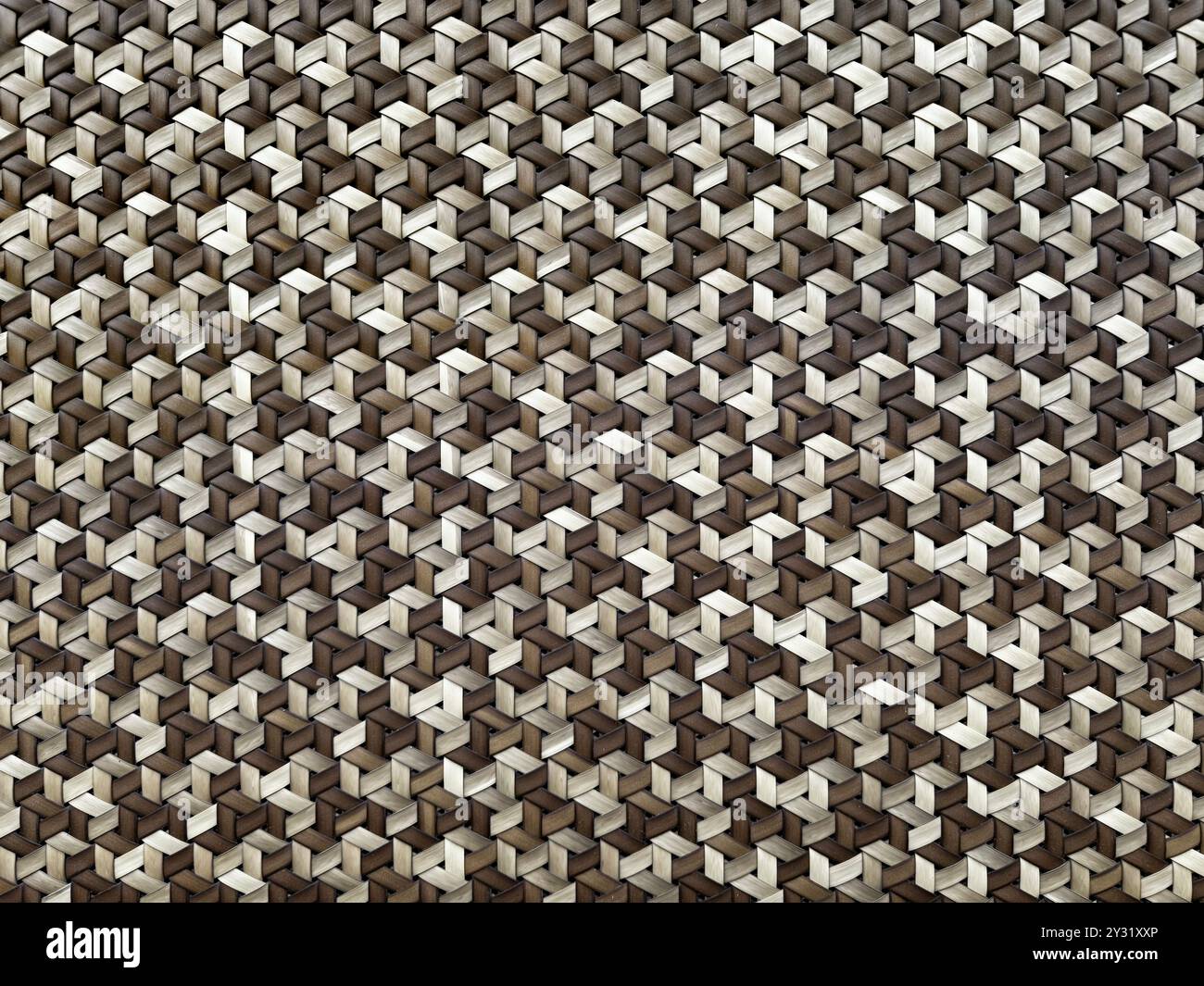 Foto ravvicinata di una bellissima trama in rattan sintetico intrecciata a mano in molti colori. Disegno in vimini o rattan in molte forme. Seaml Foto Stock