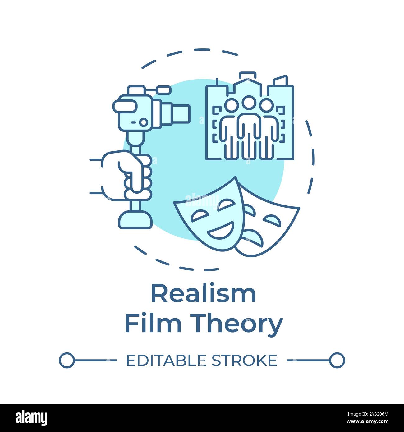 Icona di concetto multicolore della teoria della pellicola realistica Illustrazione Vettoriale