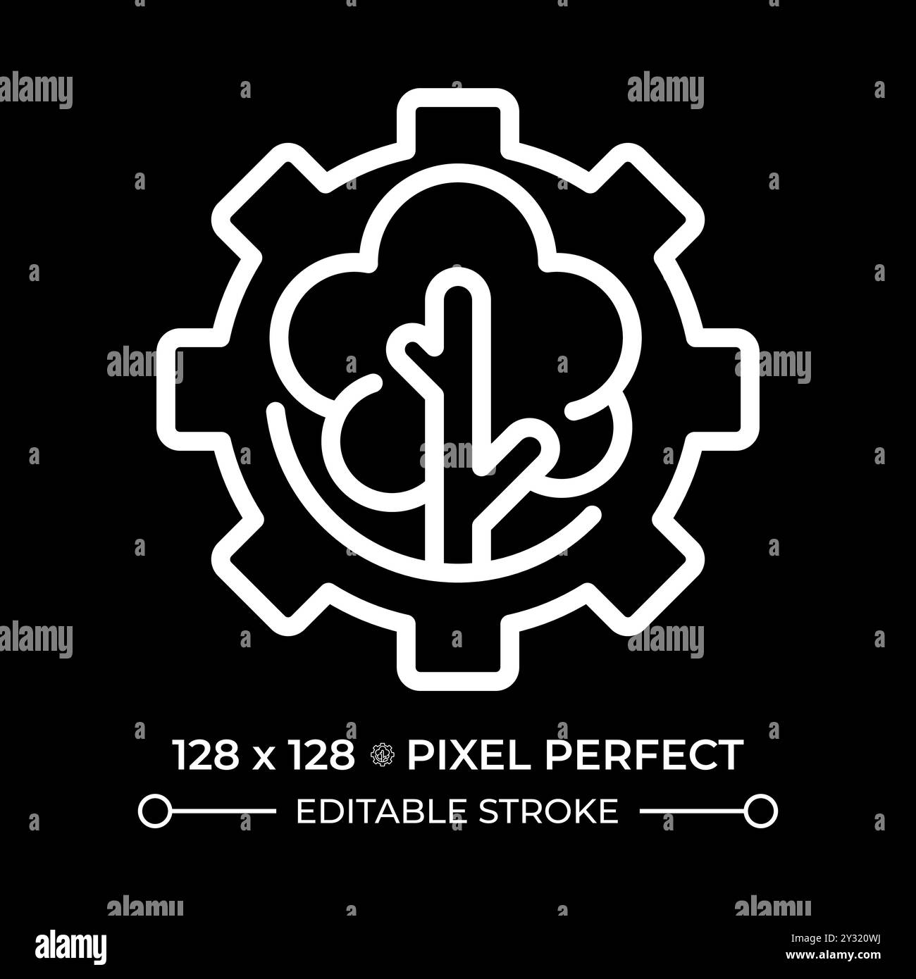 Icona lineare bianca per la gestione delle foreste per il tema scuro Illustrazione Vettoriale