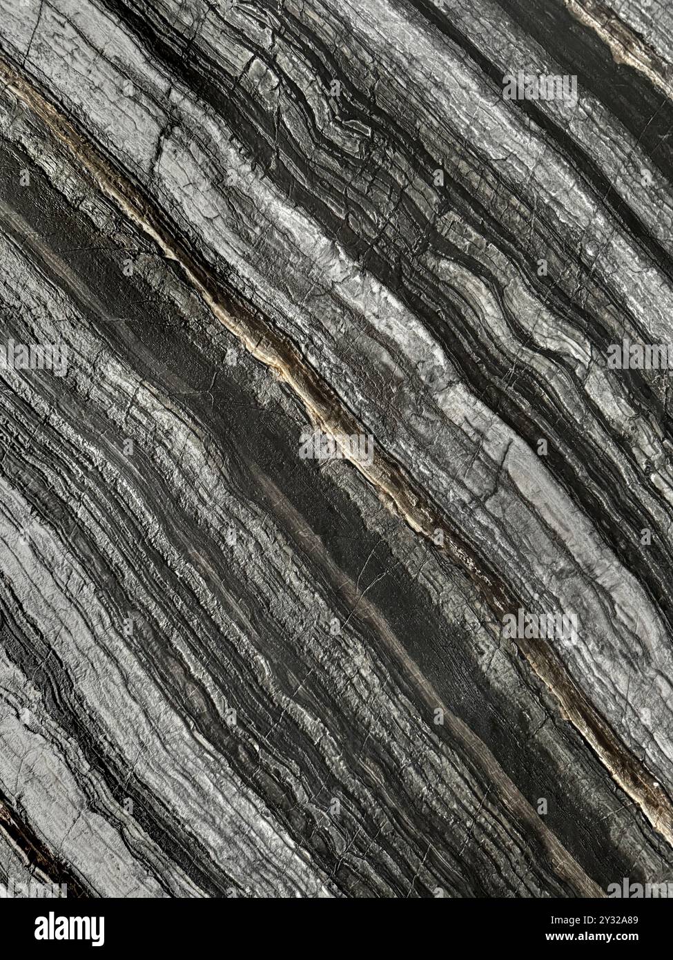 Marmo italiano della foresta nera in marmo abbinato a libro o a libro aperto. Questo tipo di marmo è famoso per le sue rifiniture dall'aspetto sontuoso e i flussi neri Foto Stock