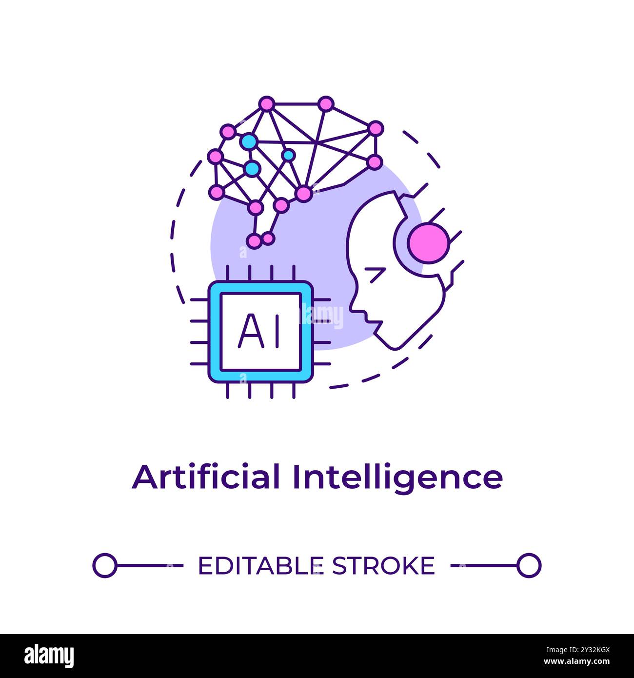 Icona del concetto di intelligenza artificiale multicolore Illustrazione Vettoriale