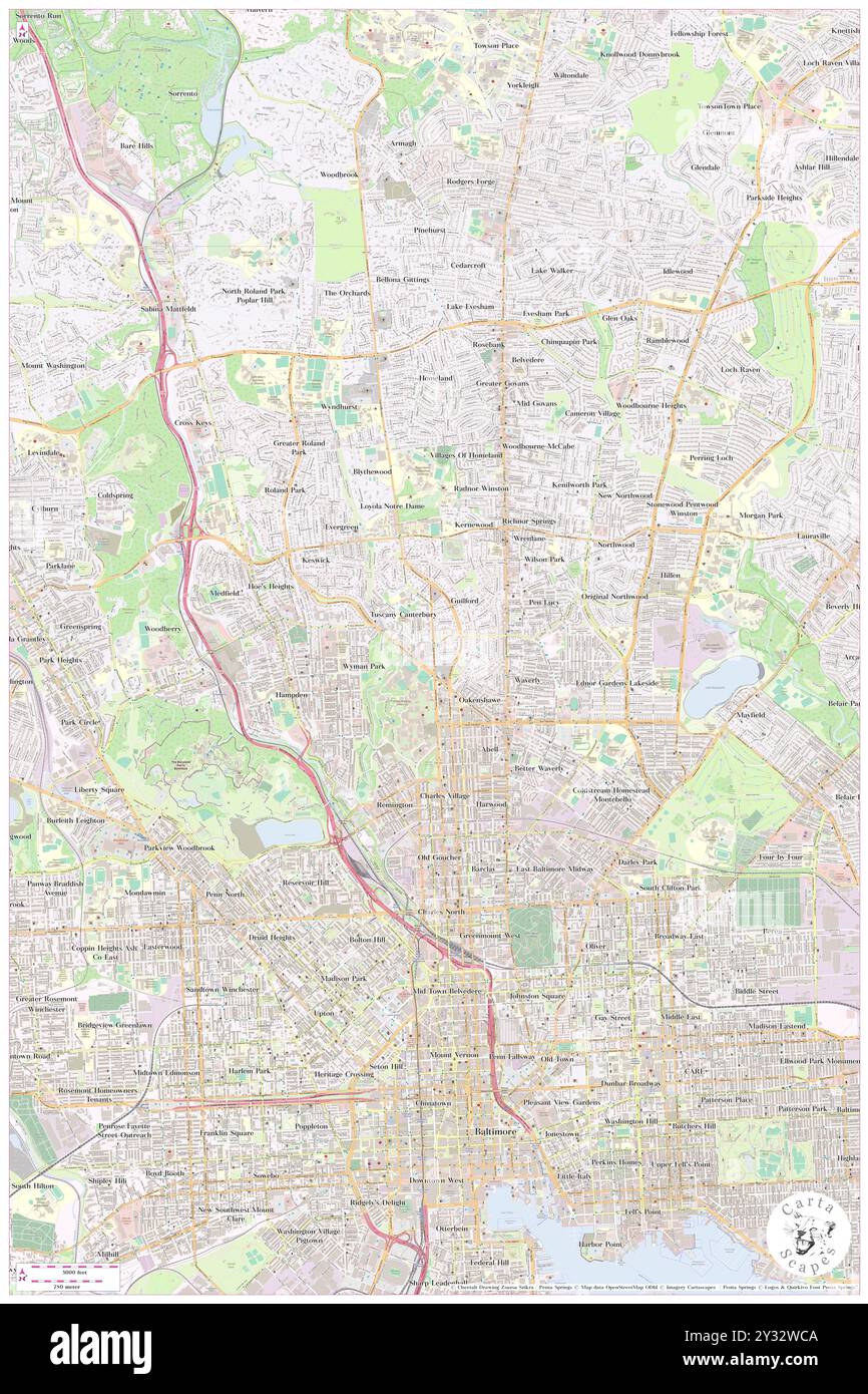 Guilford, città di Baltimora, Stati Uniti, Maryland, N 39 20' 5'', S 76 37' 4'', MAP, Cartascapes Map pubblicata nel 2024. Esplora Cartascapes, una mappa che rivela i diversi paesaggi, culture ed ecosistemi della Terra. Viaggia attraverso il tempo e lo spazio, scoprendo l'interconnessione del passato, del presente e del futuro del nostro pianeta. Foto Stock