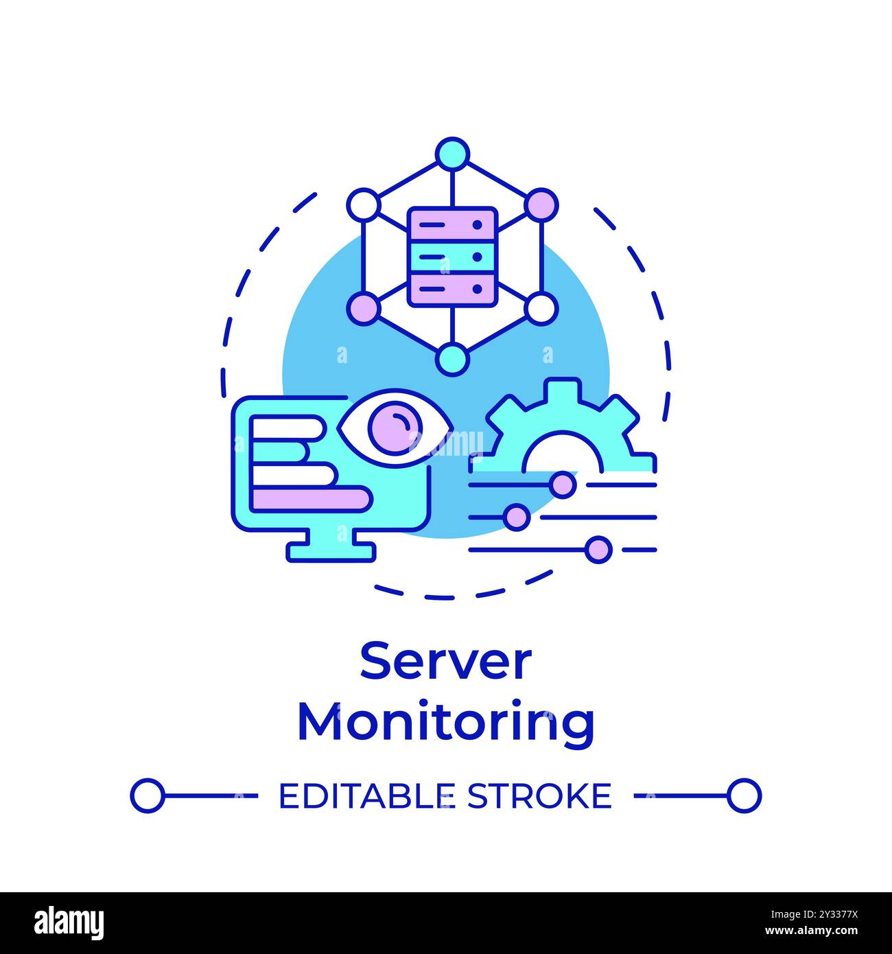 Icona del concetto di monitoraggio del server multicolore Illustrazione Vettoriale