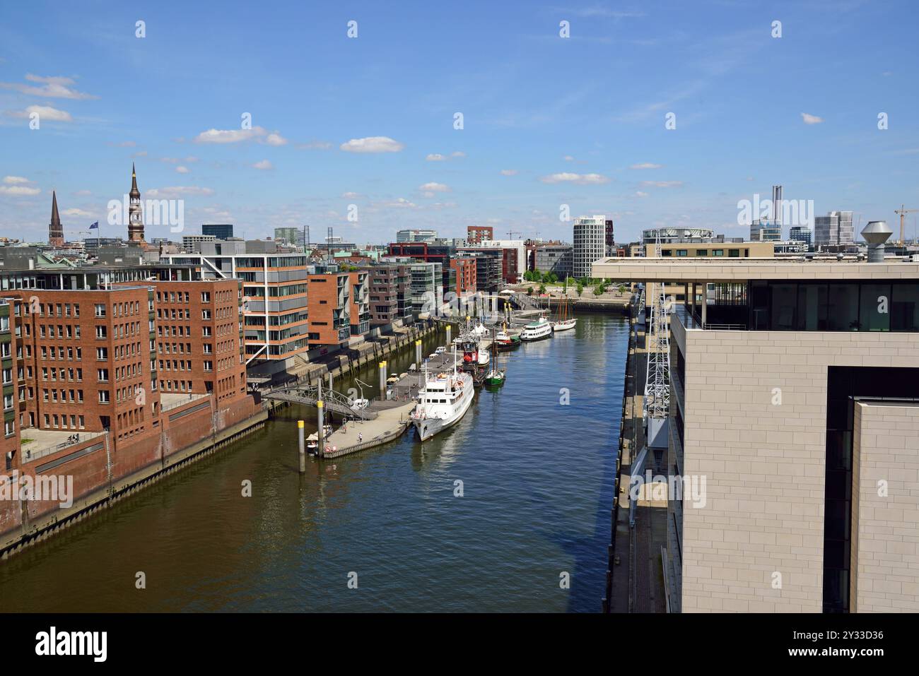 Europa, Deutschland, Hansestadt Hamburg, Elbe, Elbphilharmonie, Plaza, Blick Auf Den Sandtorhafen, Foto Stock