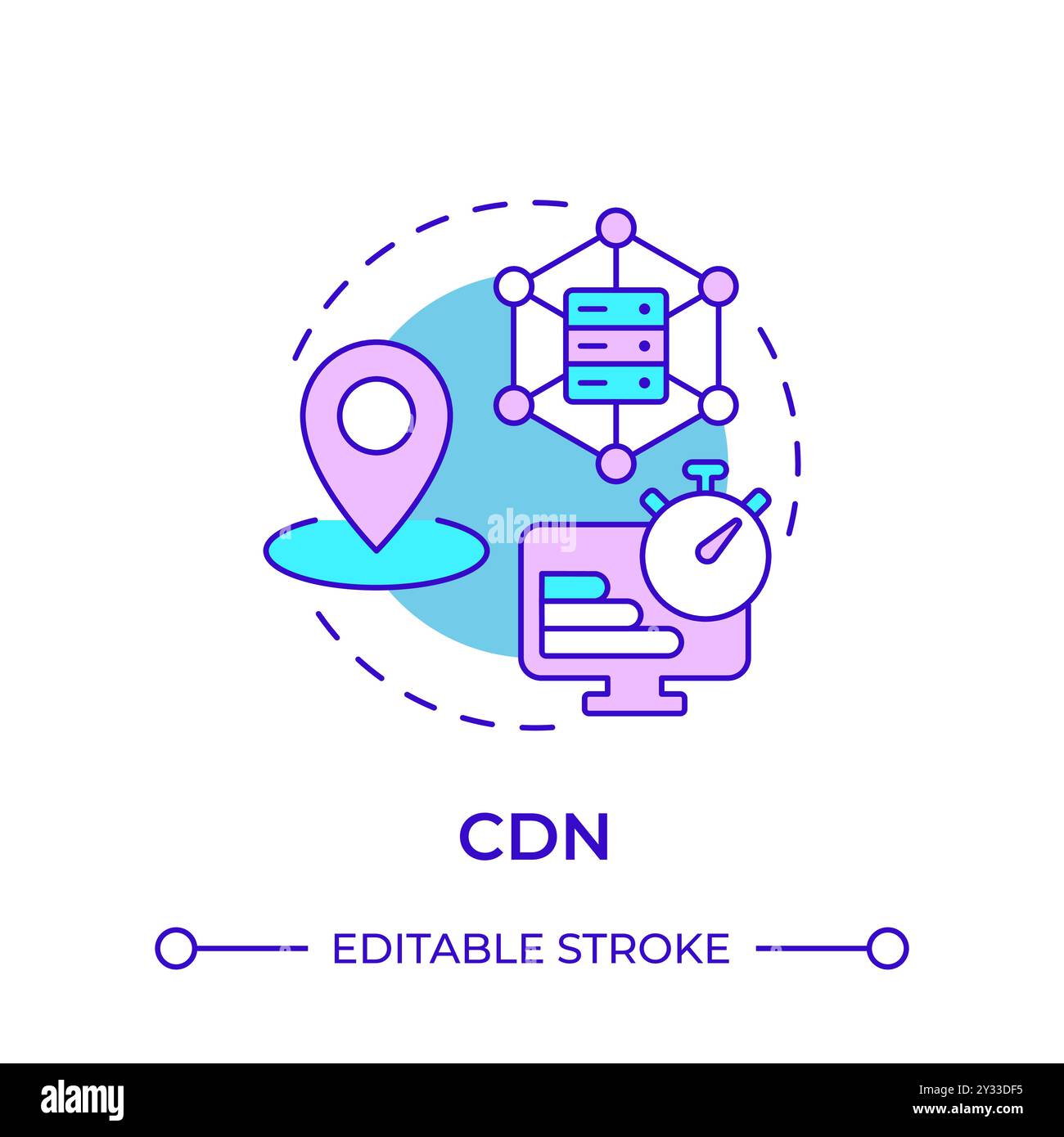 Icona concetto CDN multicolore Illustrazione Vettoriale
